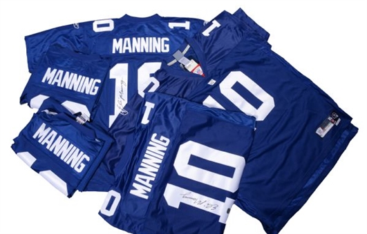 Lot of Five (5) Eli Manning Autographed New York Giants Reebok Authentic Jerseys 